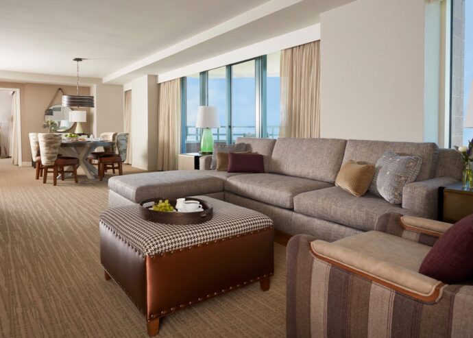 A view inside the Deluxe Suite Parlor at Lansdowne Resort; a suite offered to groups after every 40 rooms booked when using Lansdowne Resort's hotel meeting offers.