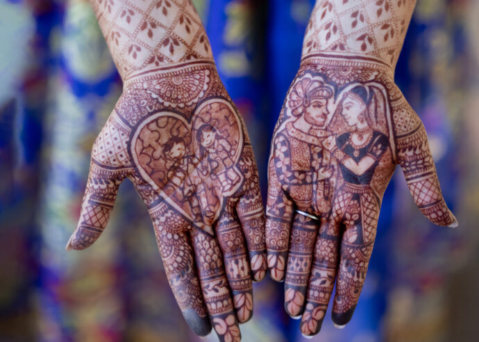 Closeup of Indian bride's Mehndi.