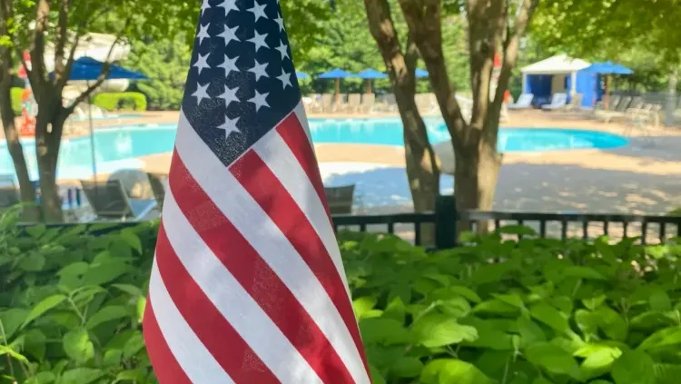 USA Flag at Pool